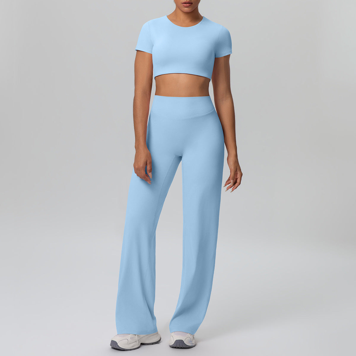Nude Feel Outdoor Sports Short Sleeve Outdoor Running with Chest Pad Straight Leg Pants Yoga Clothes Leggings Yoga Set